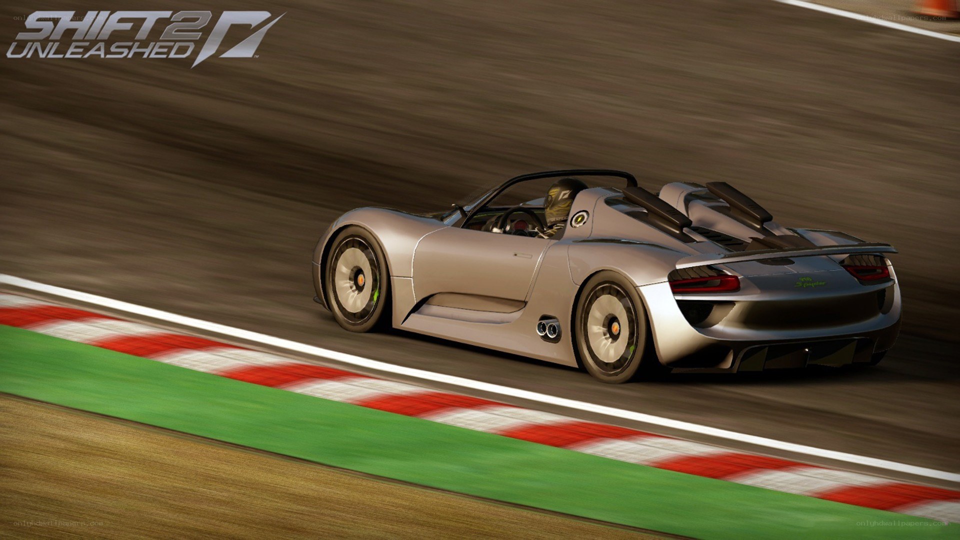Silver race car on track
