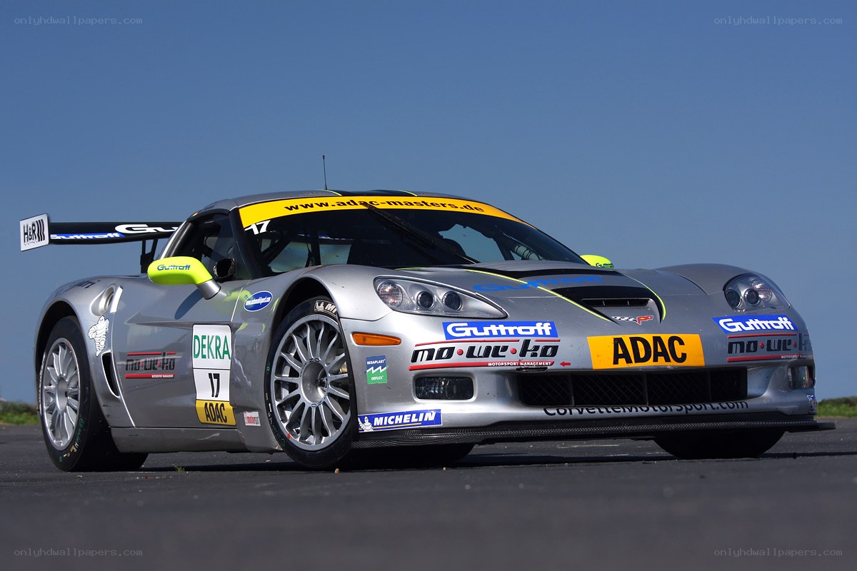 Silver race car on track