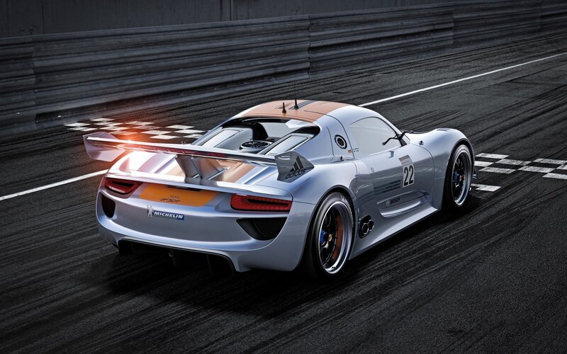 Silver Race Car on Track — Dramatic, Photograph