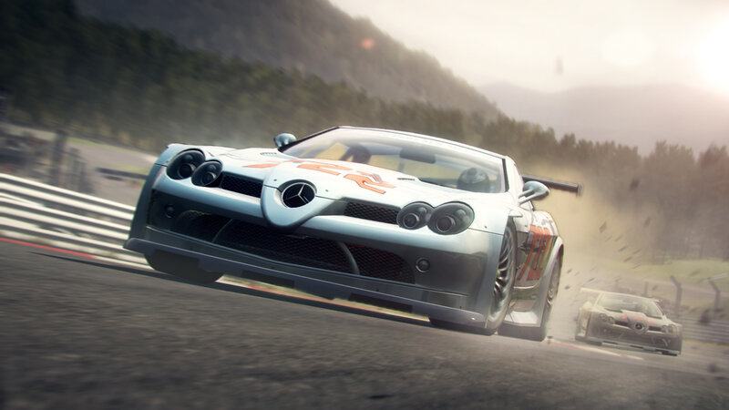 Silver Race Car on Track — Gray, Dynamic, Afternoon, 3d Render, Race Car
