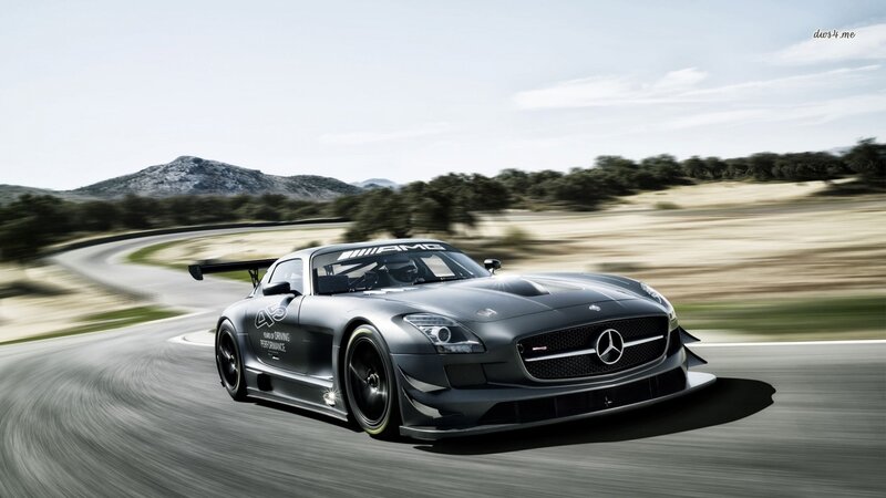 Silver Race Car on Track — Gray, Dynamic, Afternoon, Photograph, Race Track, Mountain