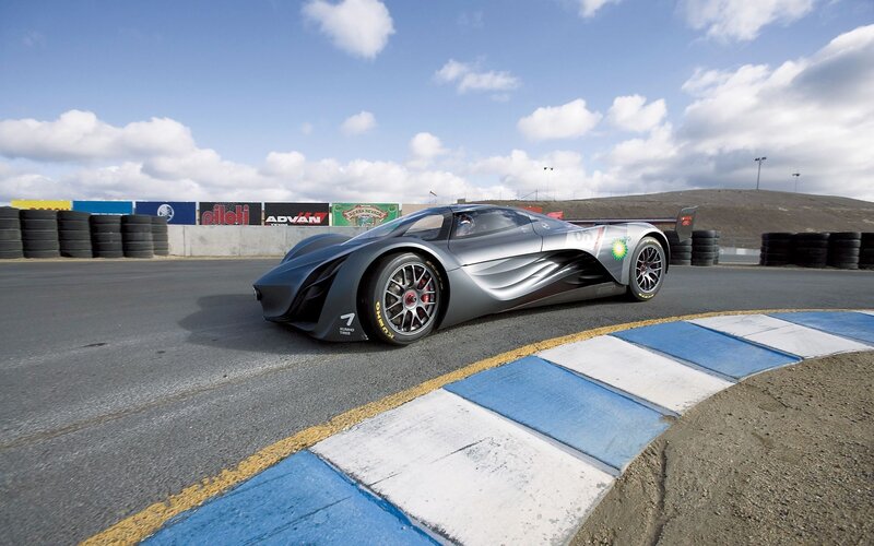 Silver Race Car on Track — Gray, Dynamic