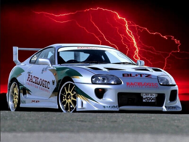 Silver Race Car — Red, Dramatic, Night