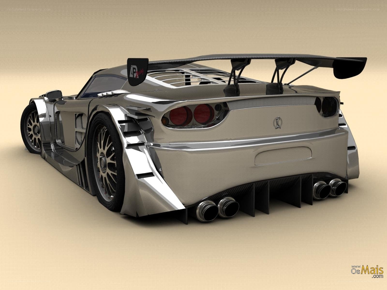 silver race car with large wing