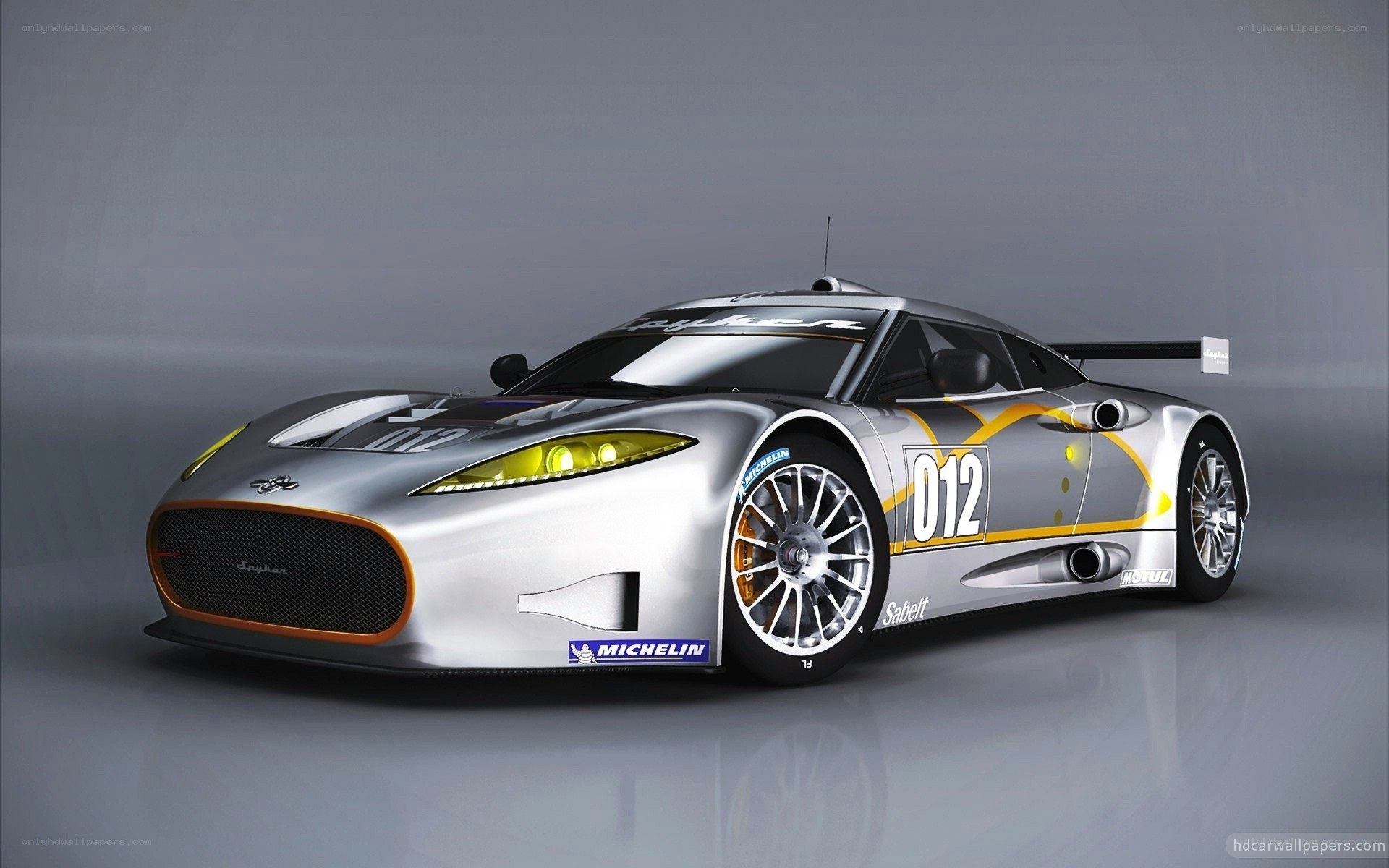 silver race car with number 012