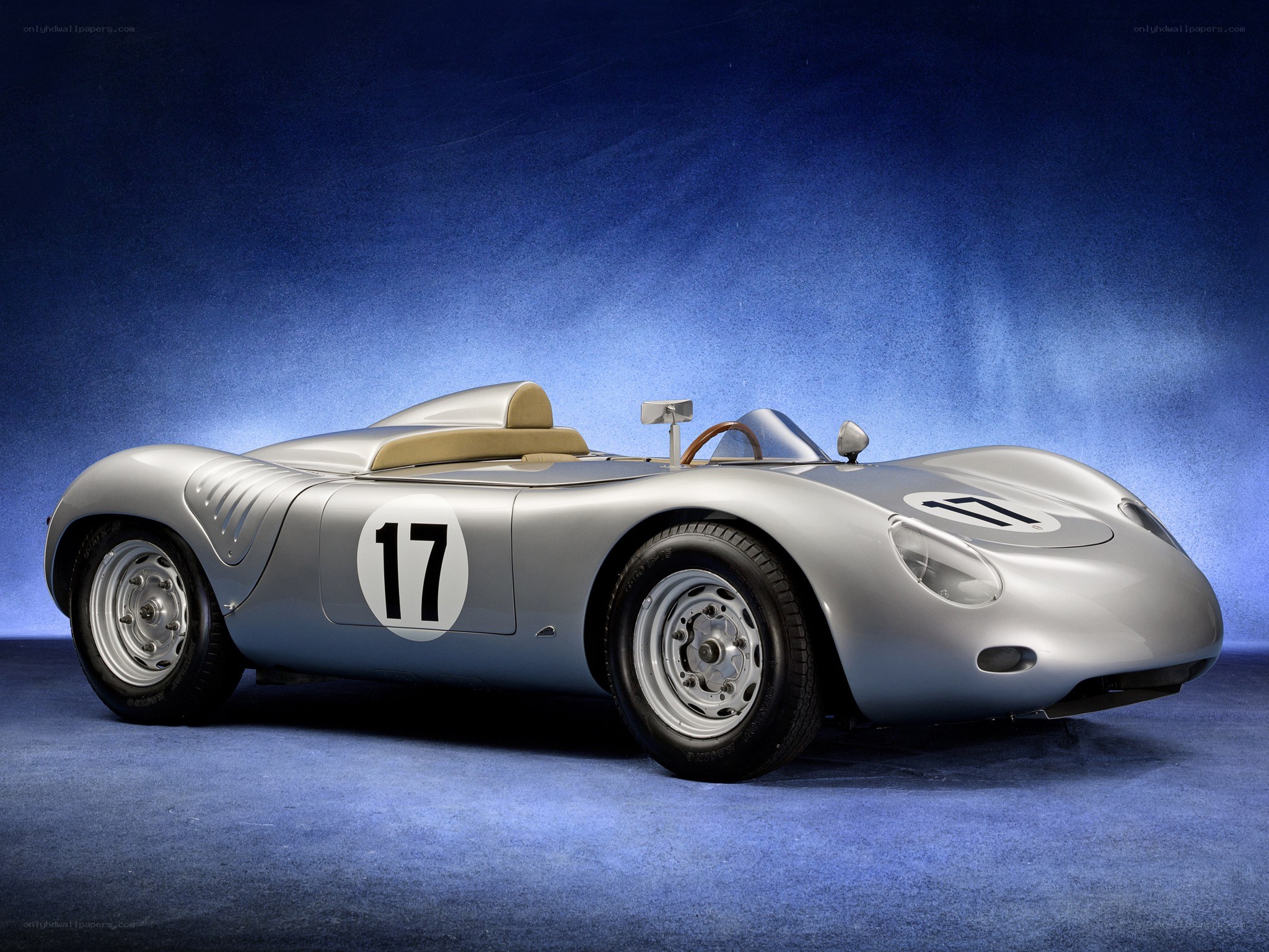 Silver race car with number 17
