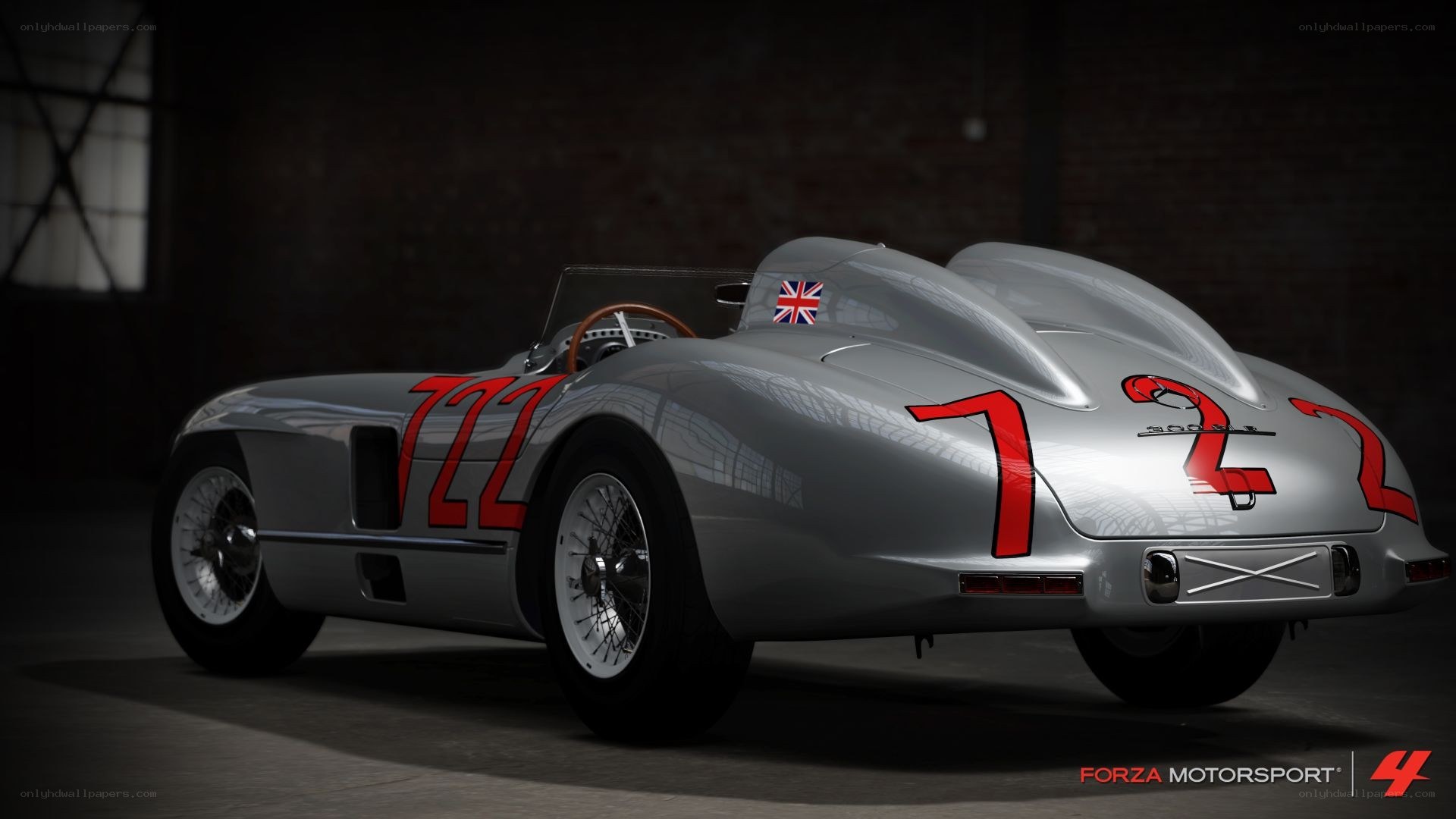 Silver race car with number 722