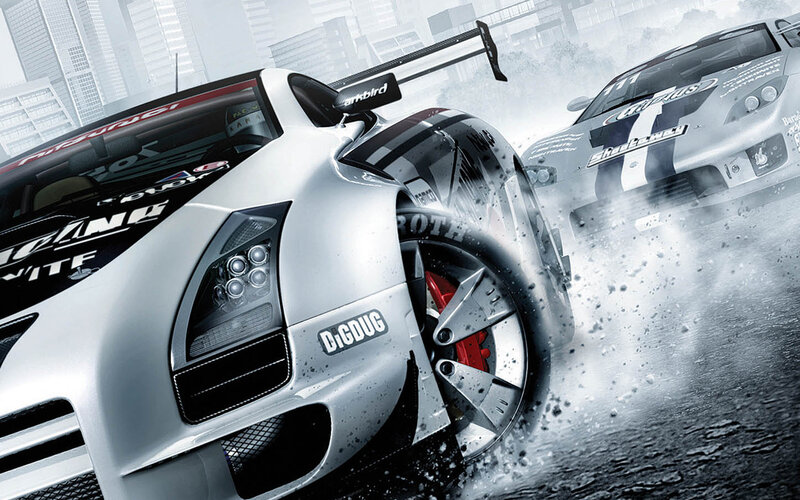 Silver Race Cars Drifting