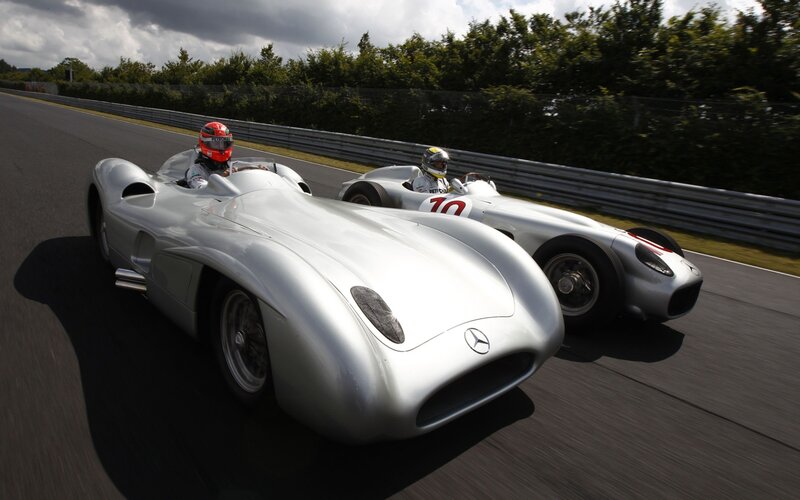 Silver Race Cars on Track — Dynamic, Afternoon