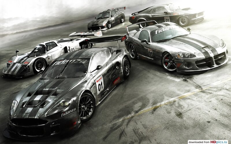 Silver Race Cars on Track — Gray