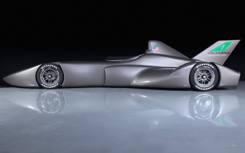silver racing car side view
