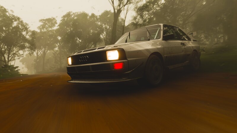 Silver Rally Car — Gray, Driving