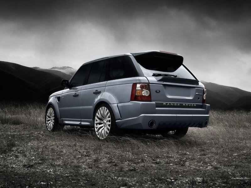 Silver Range Rover in a field