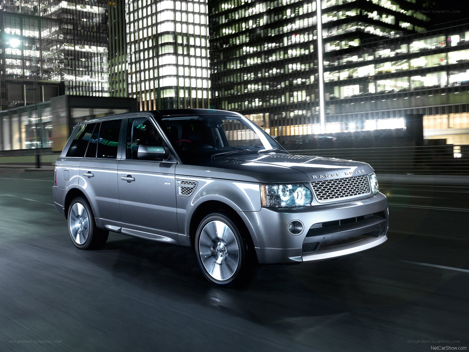 Silver Range Rover in city