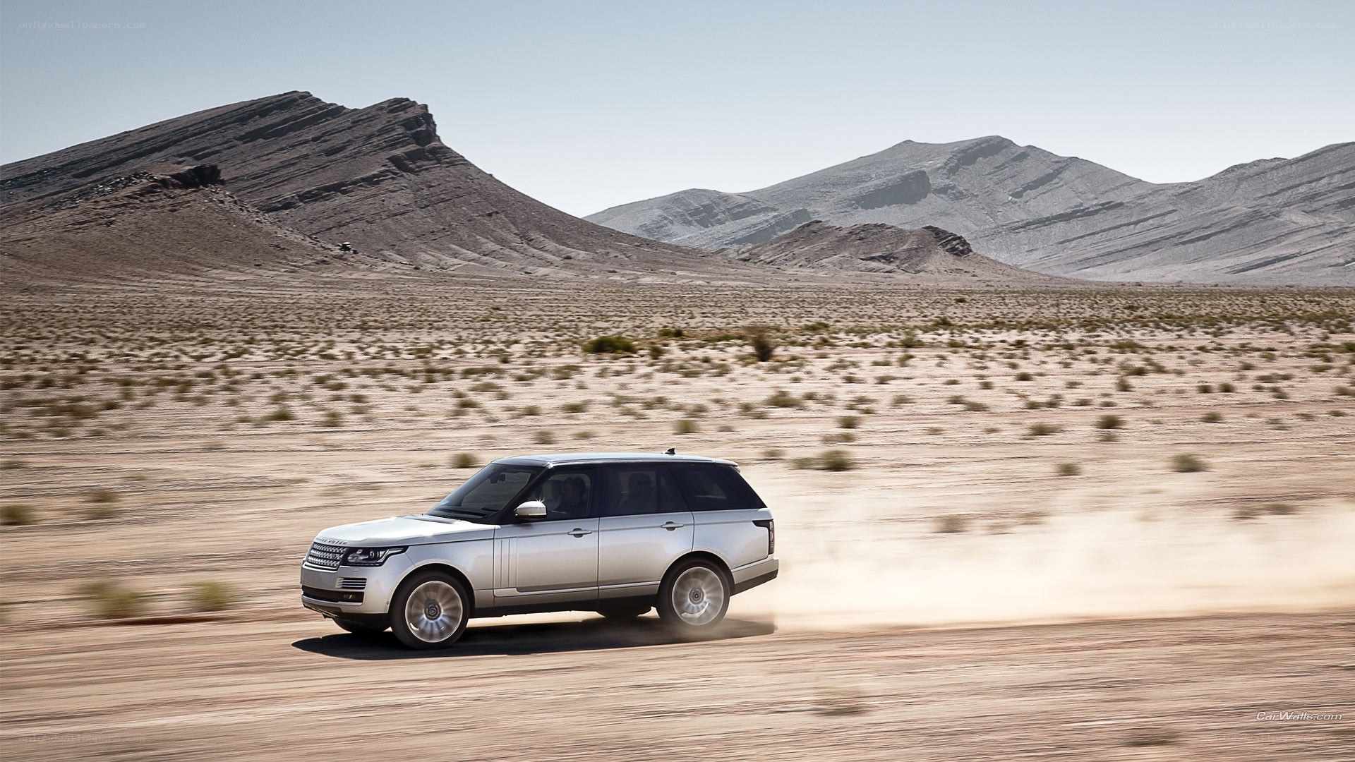 silver range rover in desert