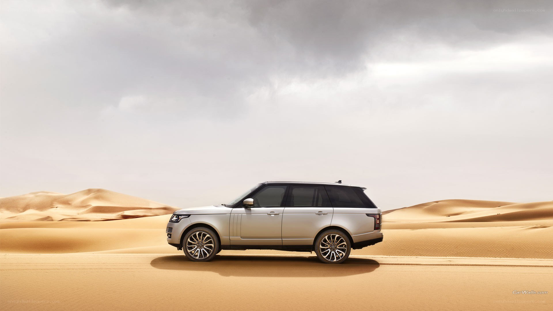 silver range rover in desert