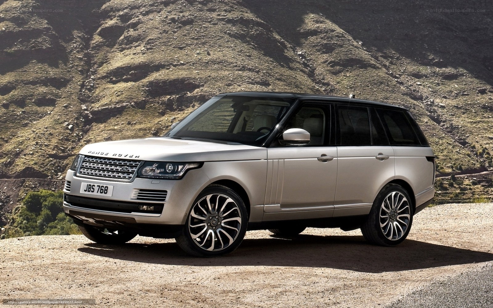 Silver Range Rover on a hill