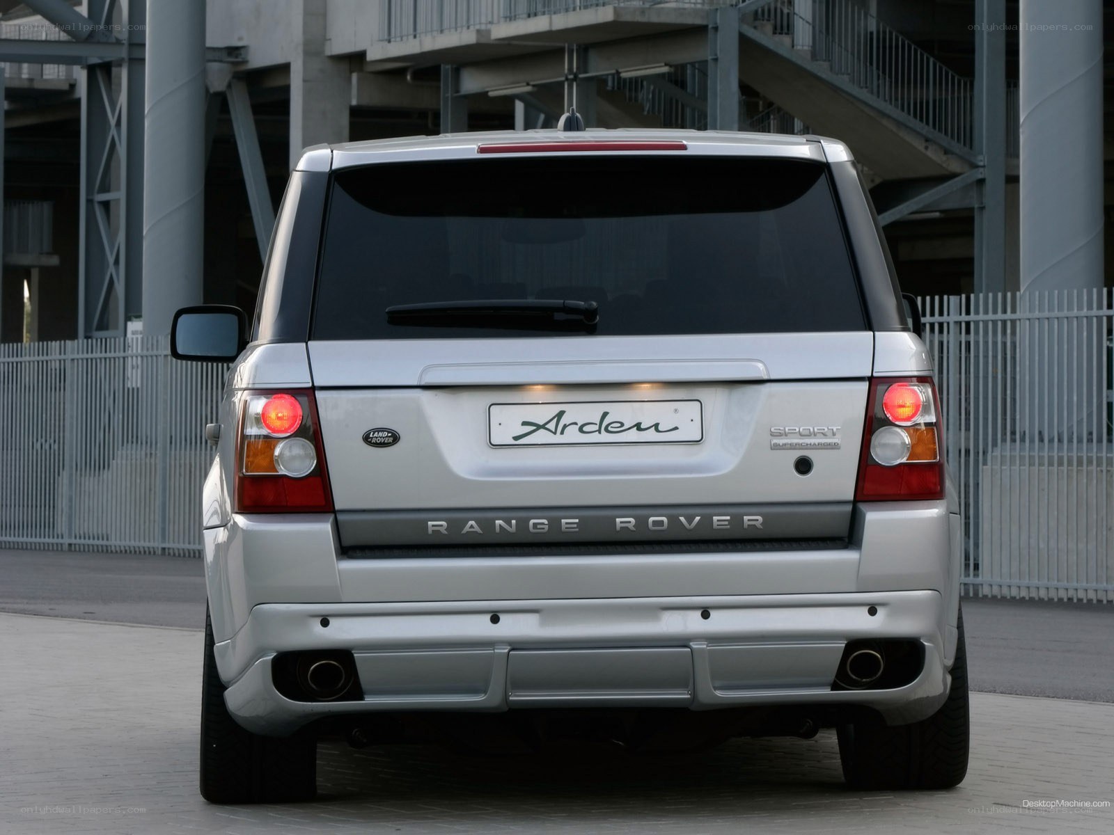 silver range rover rear view