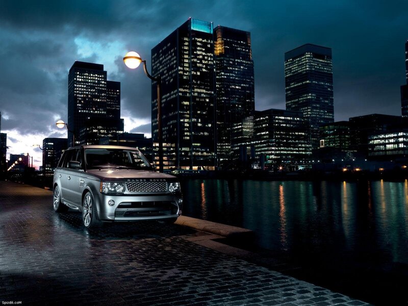 Silver Range Rover Suv — Black, Dramatic, Night