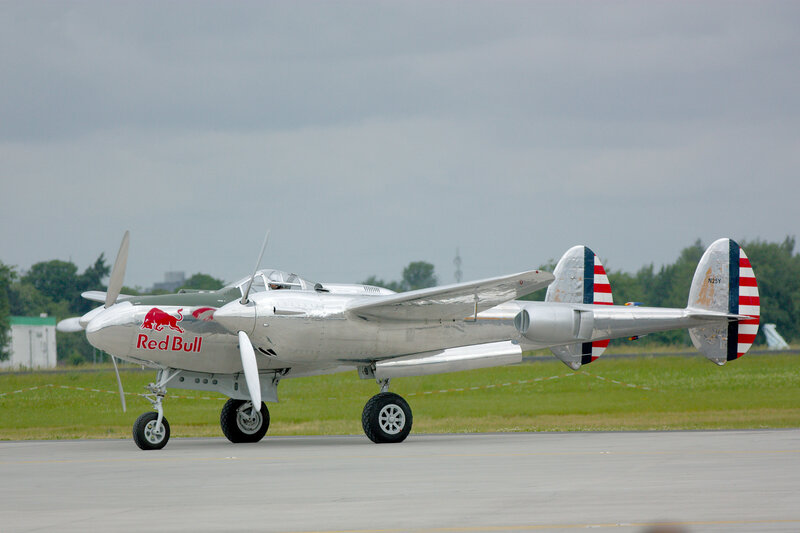 Silver Red Bull Plane