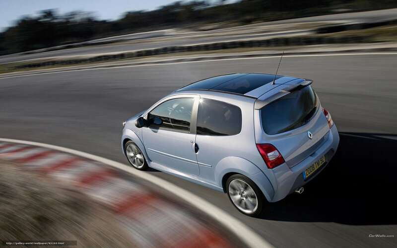 silver renault twingo on track