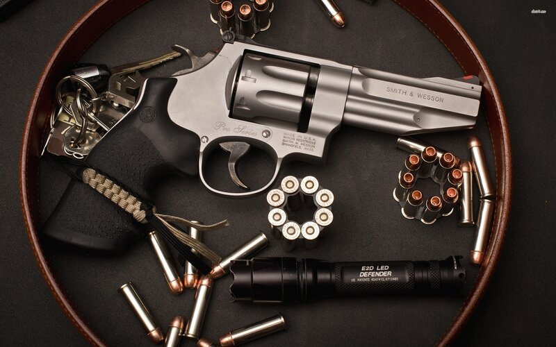 Silver Revolver with Ammunition