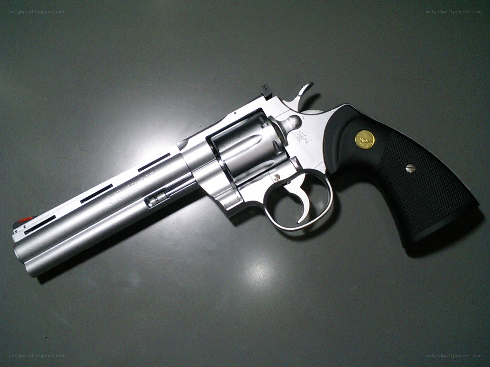 silver revolver with black grip