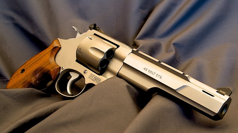Silver Revolver with Wood Grip