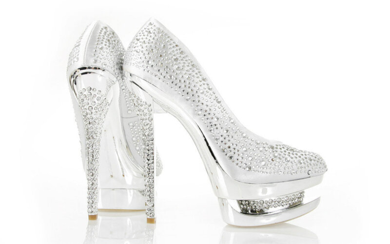 Silver Rhinestone Heels
