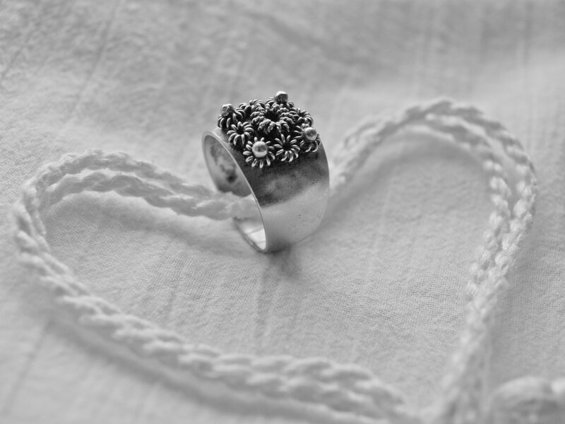 Silver Ring with Floral Design