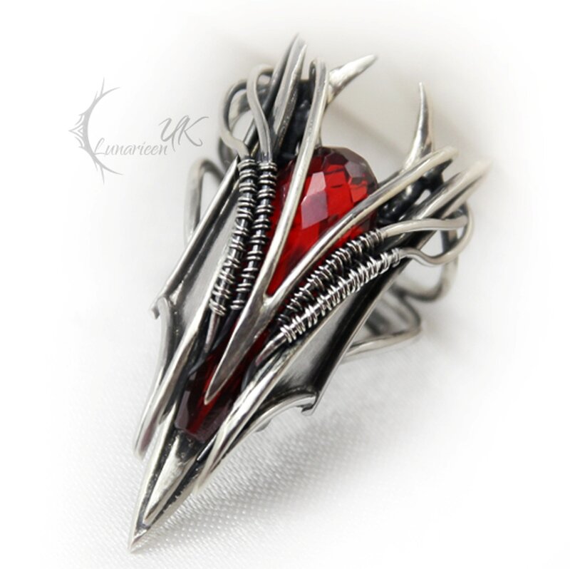 Silver Ring with Red Gem