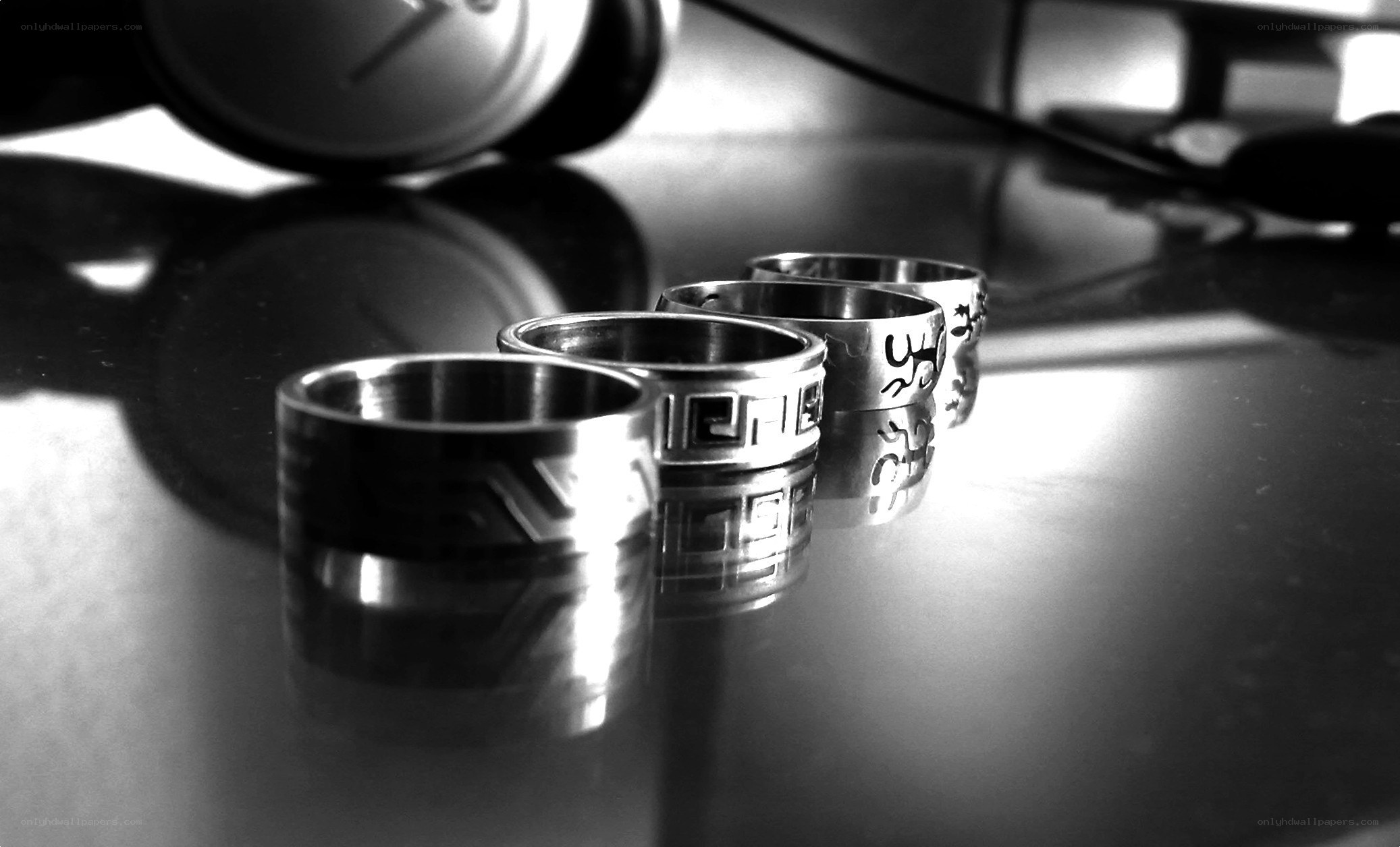 silver rings with engravings