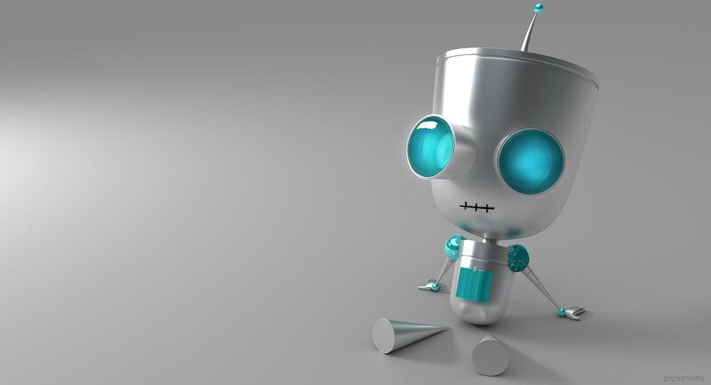 Silver Robot Character — Gray