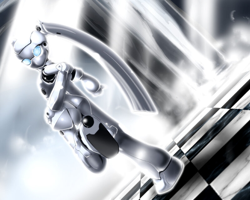 Silver Robot Character — White, Dynamic