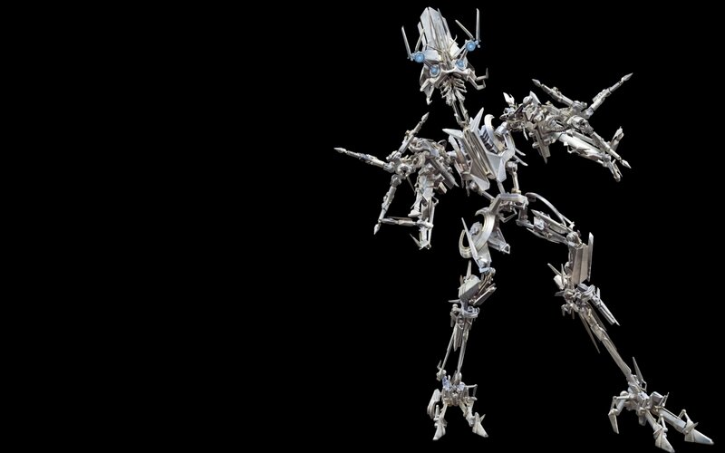Silver Robot Figure — Gray, Dramatic