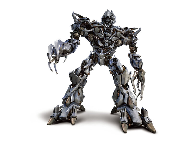 Silver Robot Figure — Gray, Intimidating
