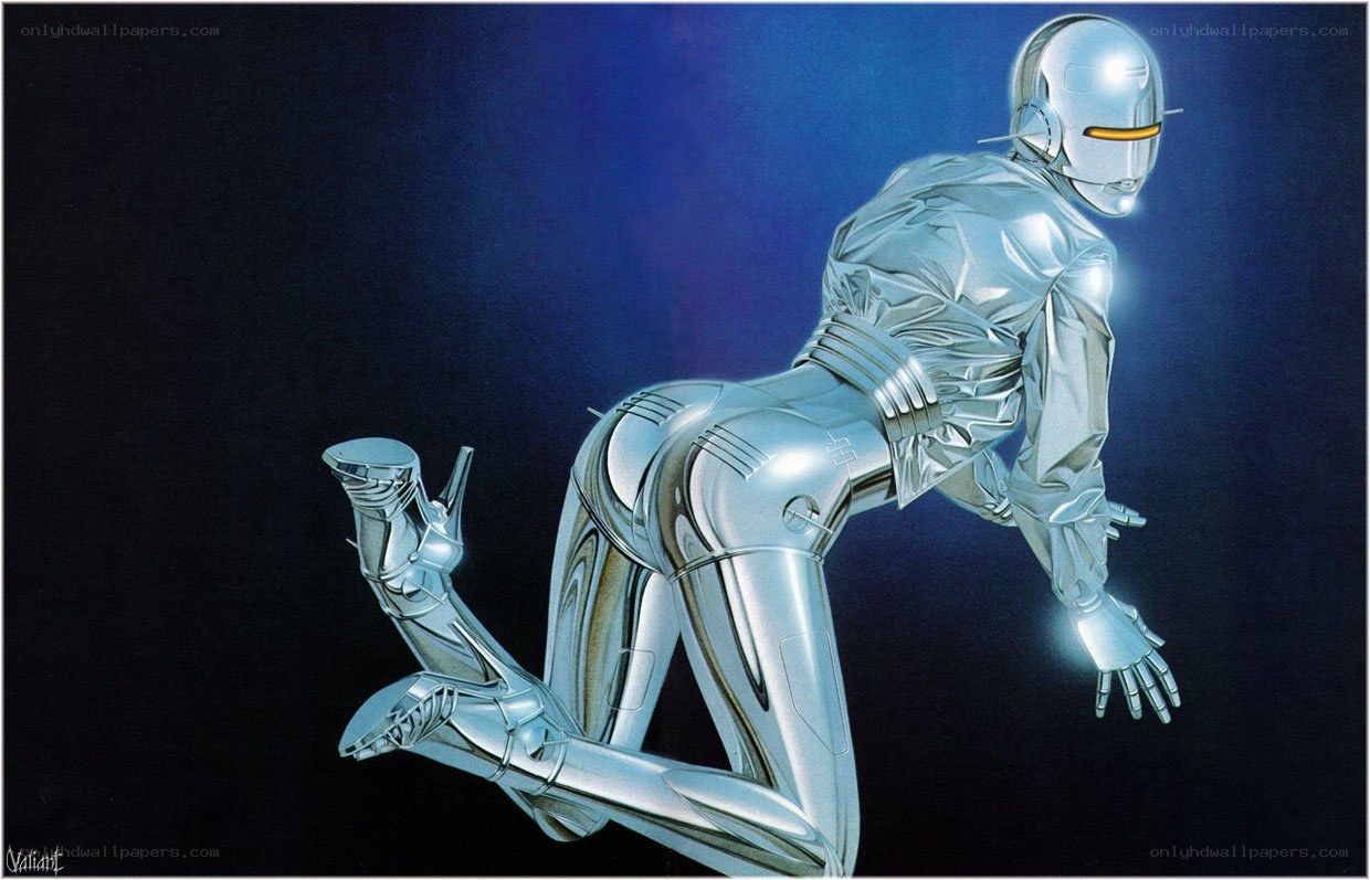 silver robot in dynamic pose