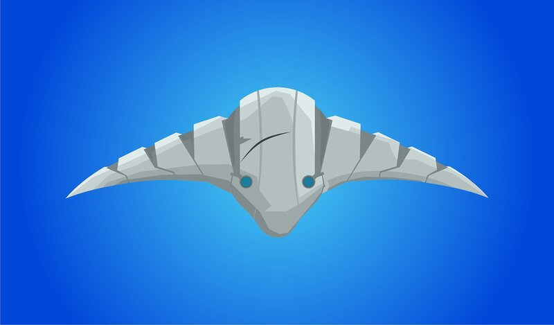 Silver Robotic Bird — Blue