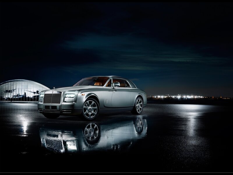 Silver Rolls-Royce Car — Black, Dramatic, Night