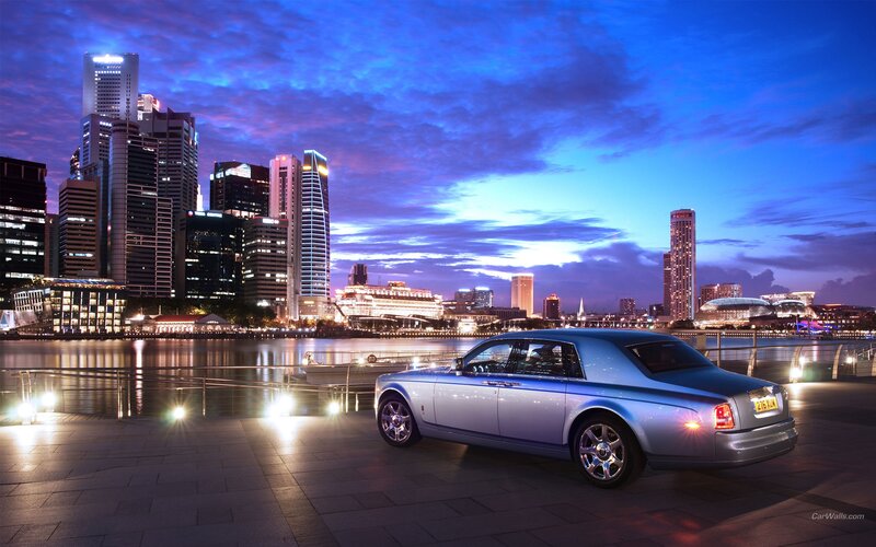 Silver Rolls-Royce Car — Blue, Dramatic