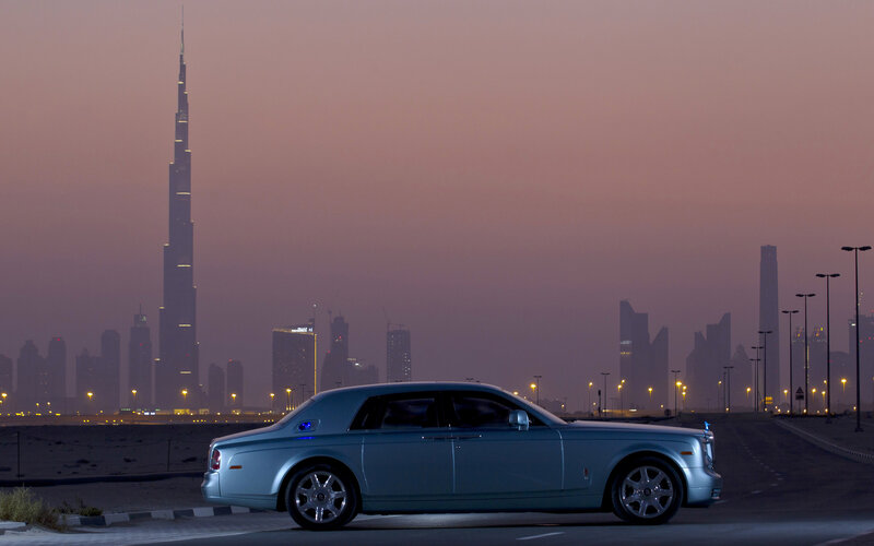 Silver Rolls-Royce Car — Blue