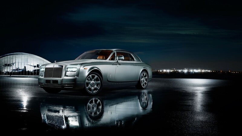 Silver Rolls-Royce Car — Gray, Dramatic, Night