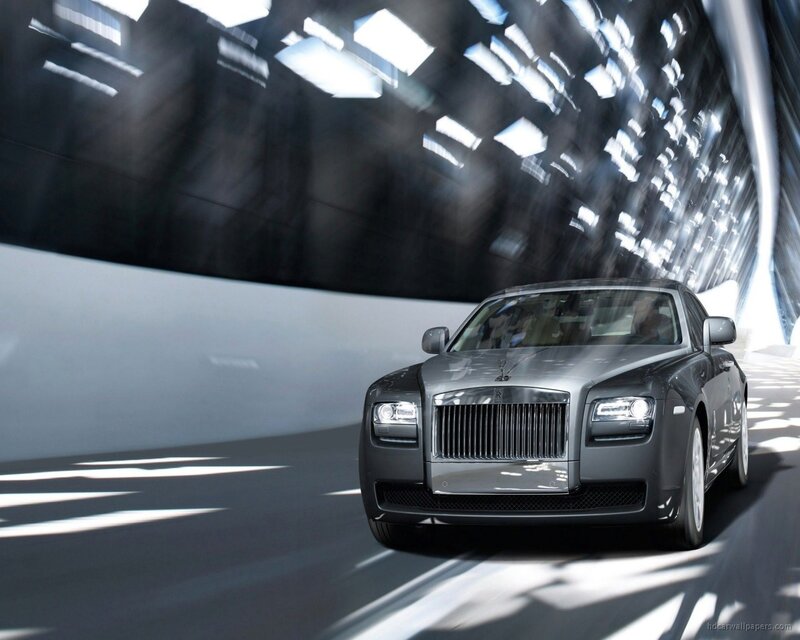 Silver Rolls-Royce Car — Gray, Dramatic, Photograph, Tunnel, Lights