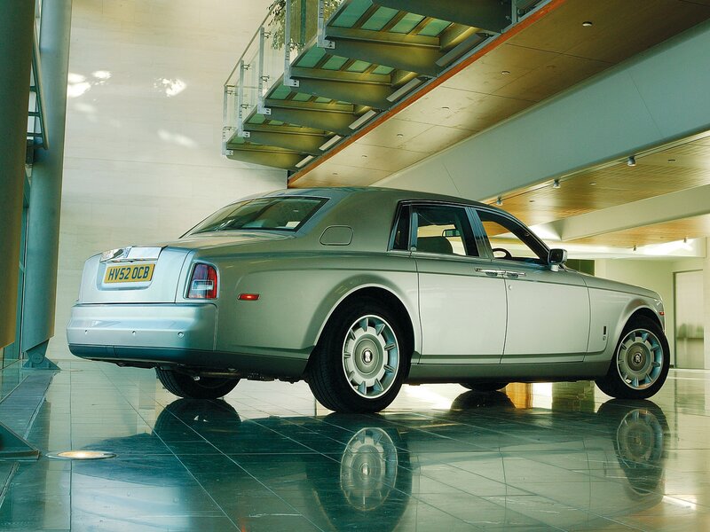 Silver Rolls-Royce in showroom