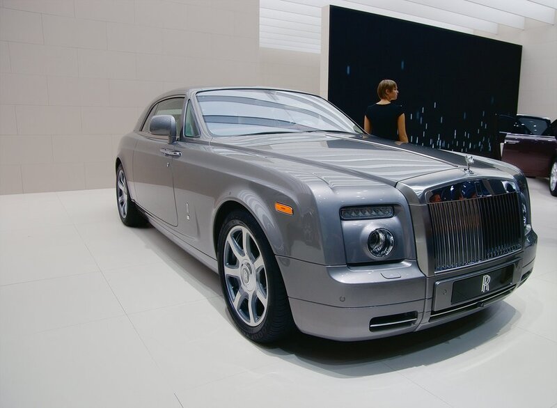 Silver Rolls-Royce on display