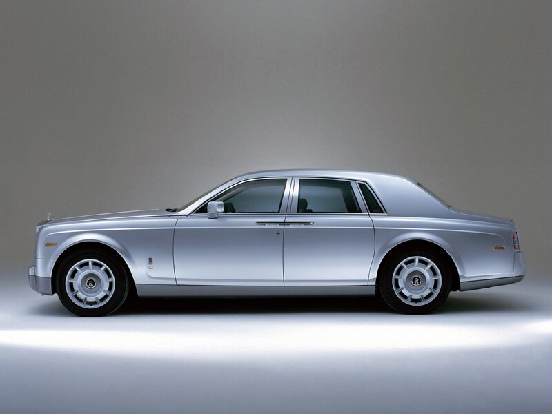 Silver Rolls-Royce Phantom — Neutral, Photograph, Car, Side Mirror