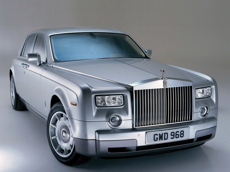 Silver Rolls-Royce Phantom — Neutral, Photograph, Grille