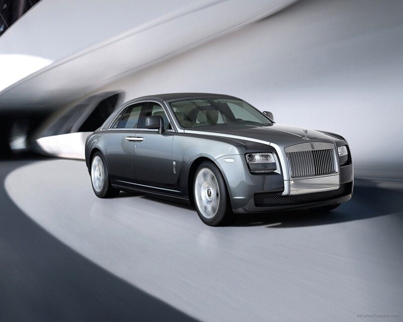 Silver Rolls-Royce Sedan — Gray, Dramatic
