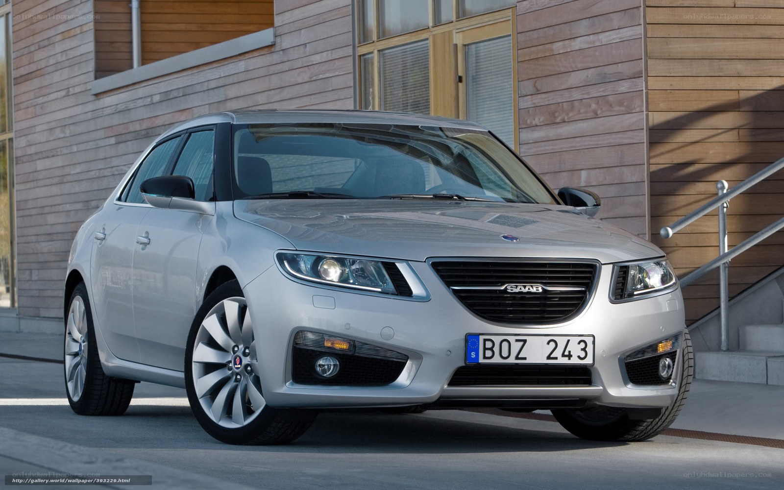Silver Saab 9-5 sedan