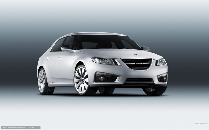 Silver Saab 9-5 Sedan